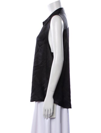 L'Agence Silk V-Neck Button-Up Top