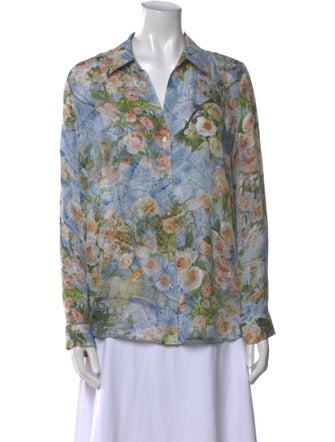 L'Agence Silk Floral Print Blouse