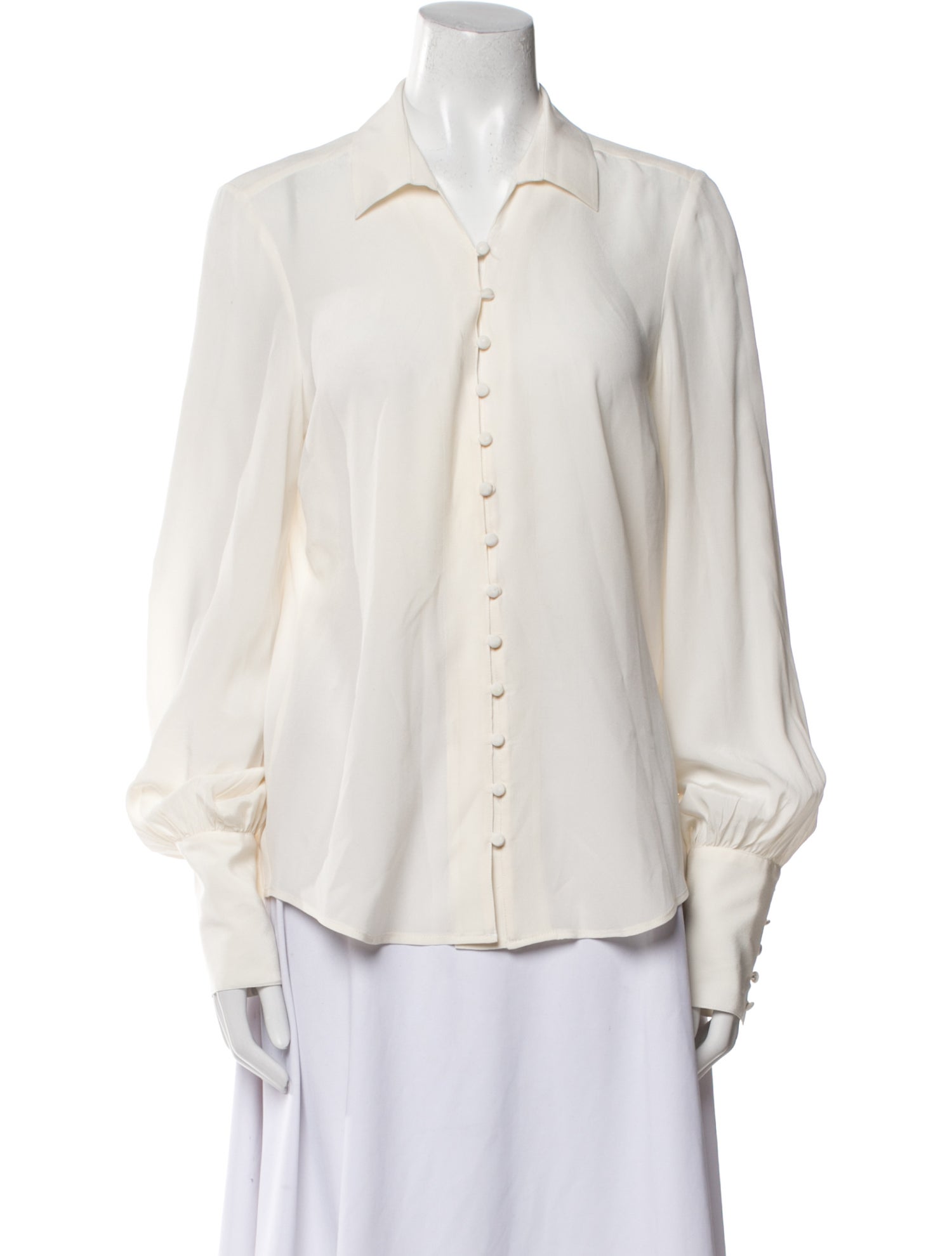 L'Agence Silk Long Sleeve Button-Up Top