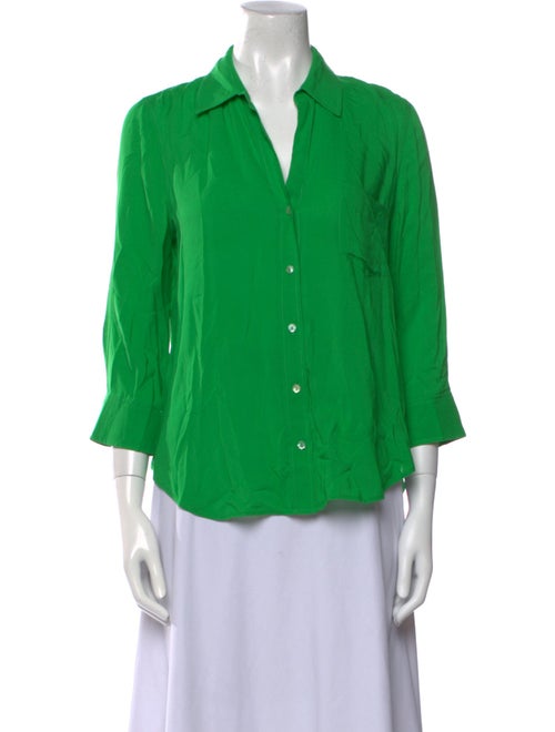 L'Agence Three-Quarter Sleeve Button-Up Top