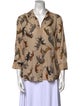 L'Agence Printed Three-Quarter Sleeve Button-Up Top