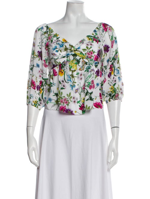 L'Agence Silk Floral Print Crop Top