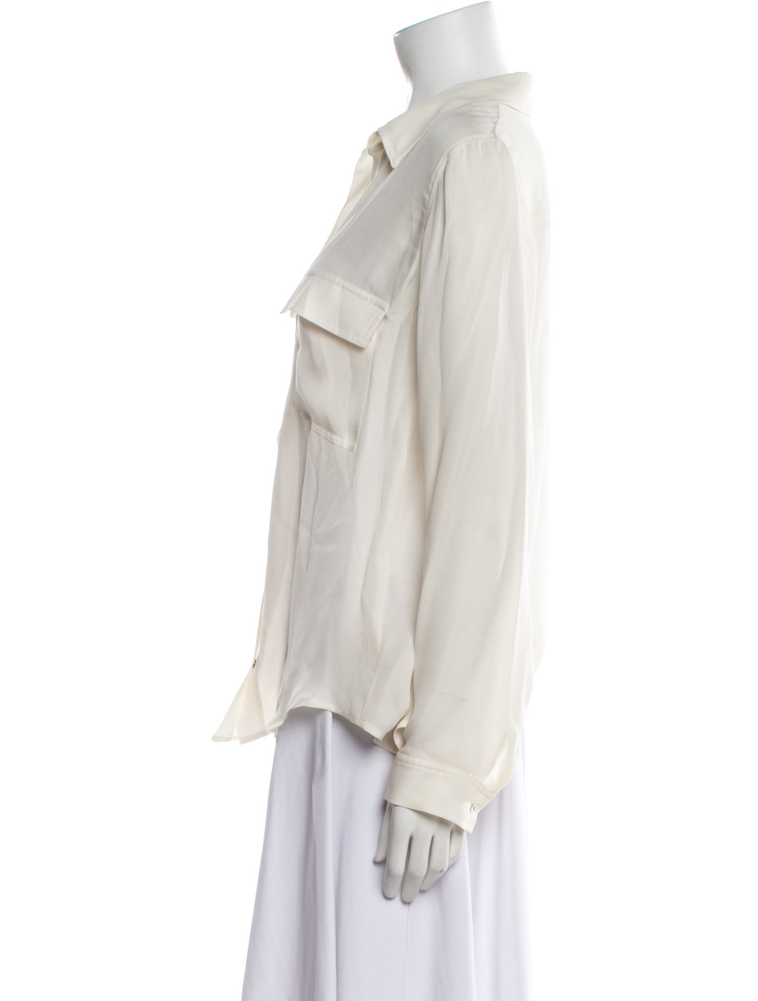 L'Agence Silk Long Sleeve Button-Up Top