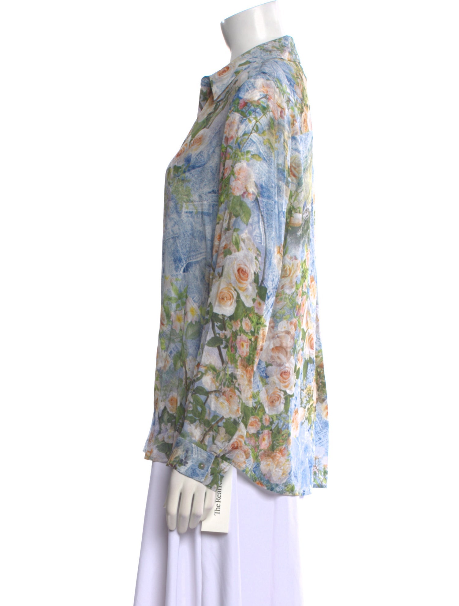 L'Agence Silk Floral Print Button-Up Top w/ Tags