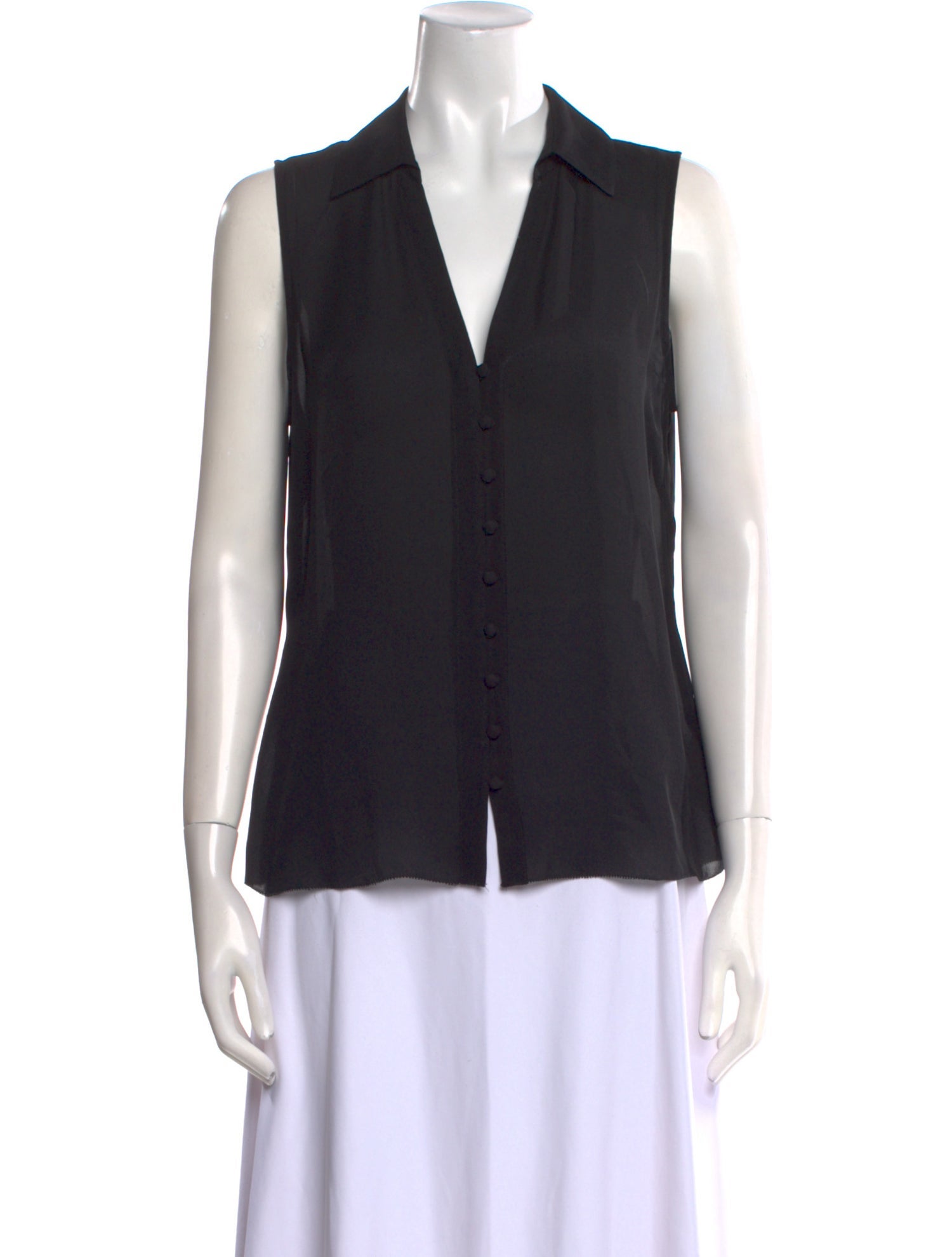 L'Agence Silk Sleeveless Button-Up Top