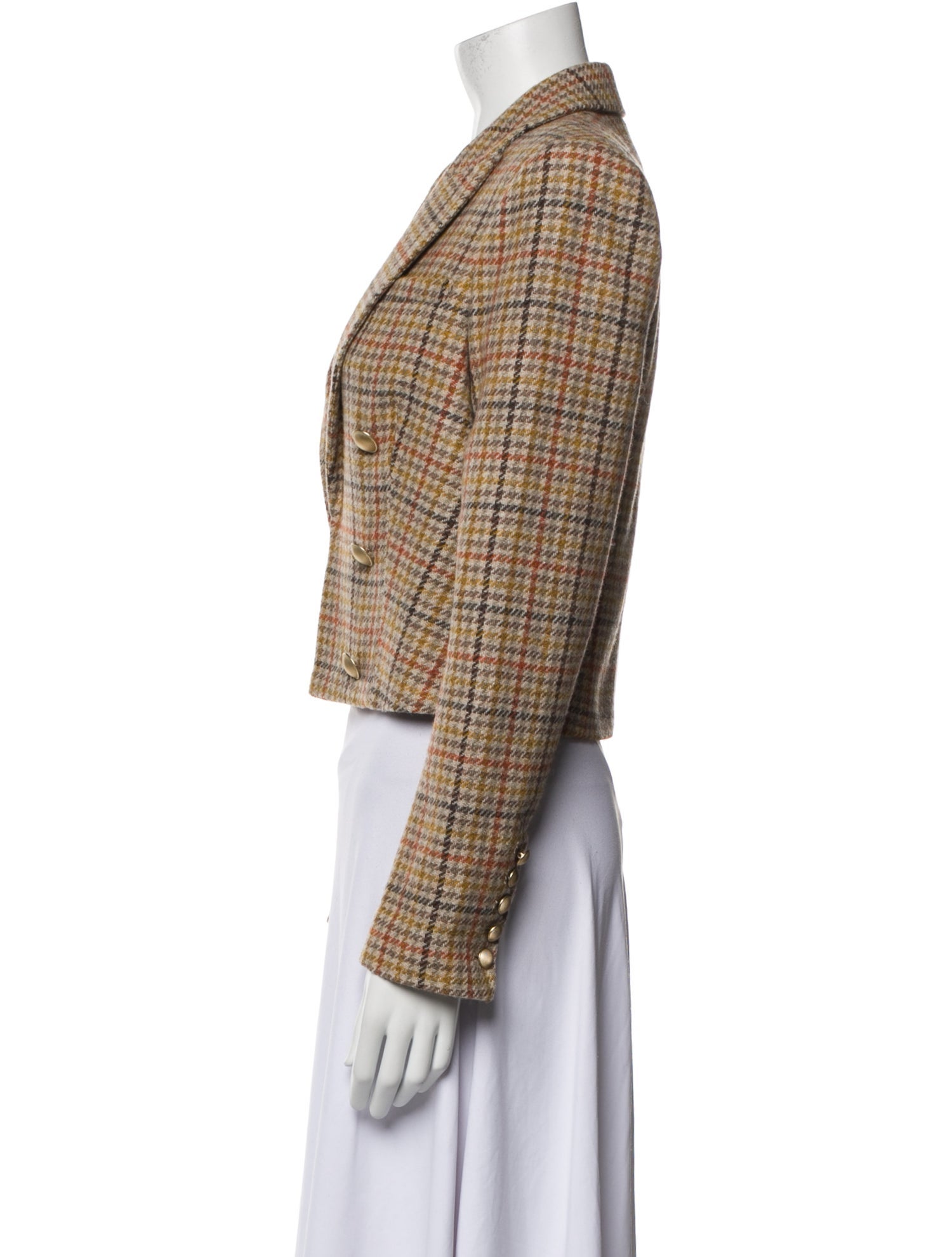 L'Agence Wool Plaid Print Blazer