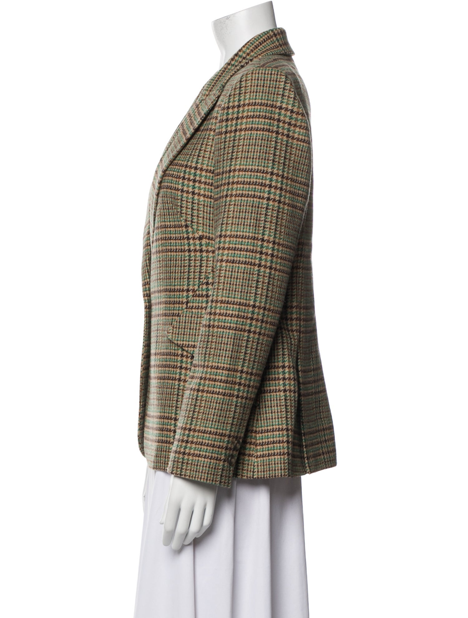 L'Agence Wool Plaid Print Blazer