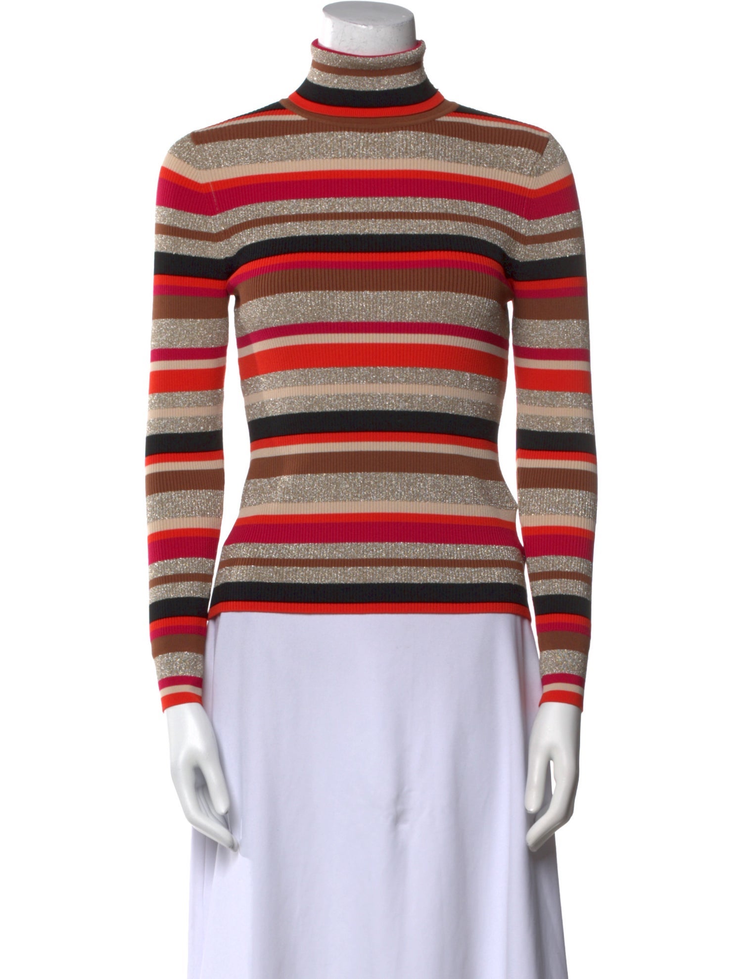 L'Agence Striped Turtleneck Top