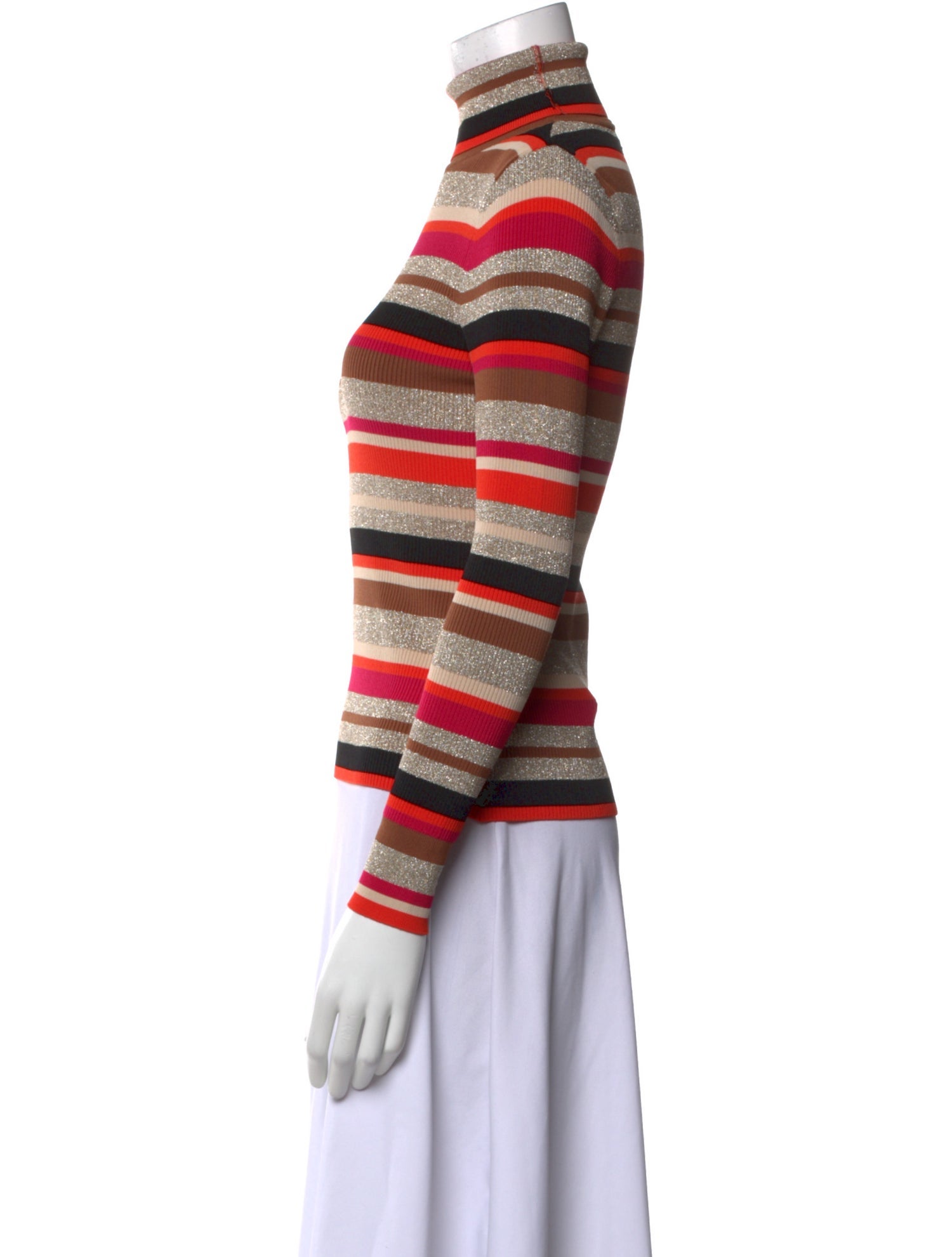 L'Agence Striped Turtleneck Top