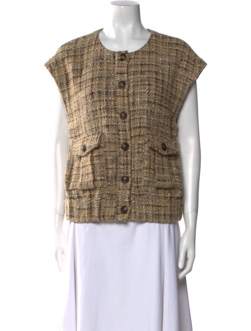 L'Agence Tweed Pattern Scoop Neck Sweater