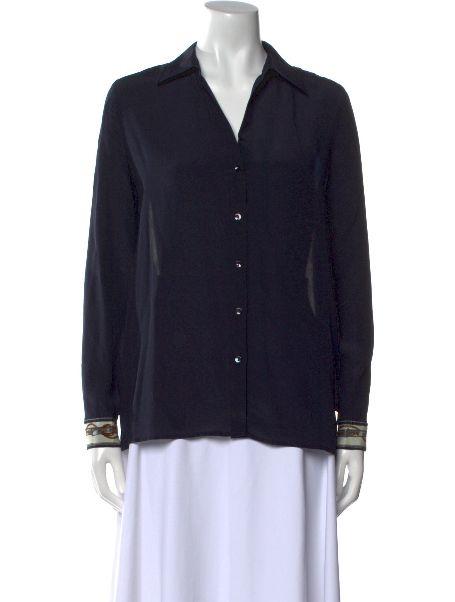 L'Agence Silk Long Sleeve Button-Up Top