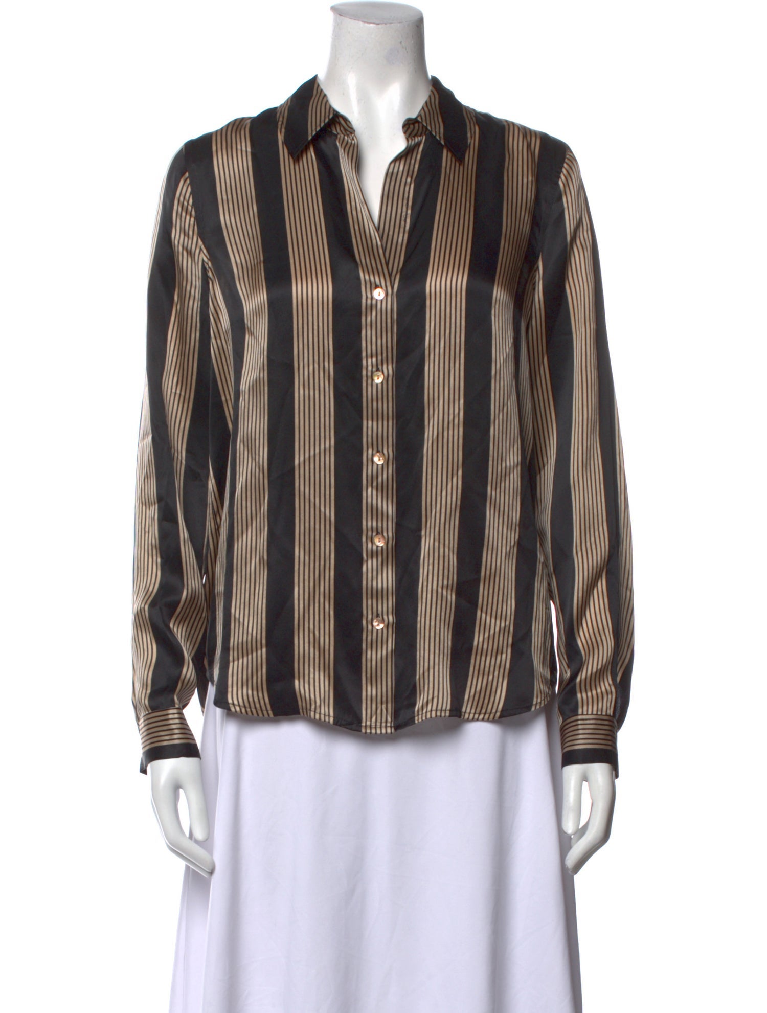 L'Agence Silk Striped Button-Up Top w/ Tags