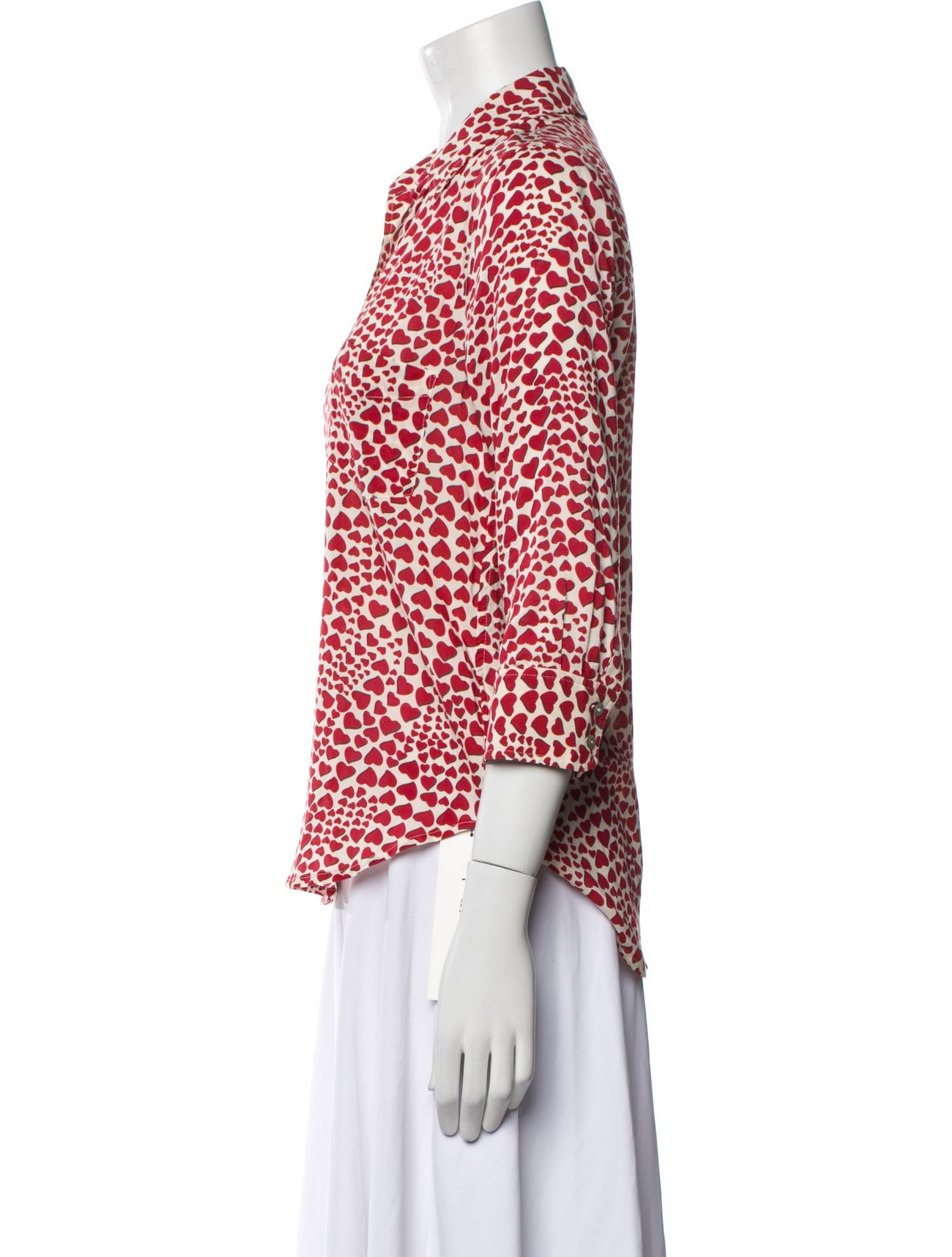 L'Agence Printed Three-Quarter Sleeve Button-Up Top