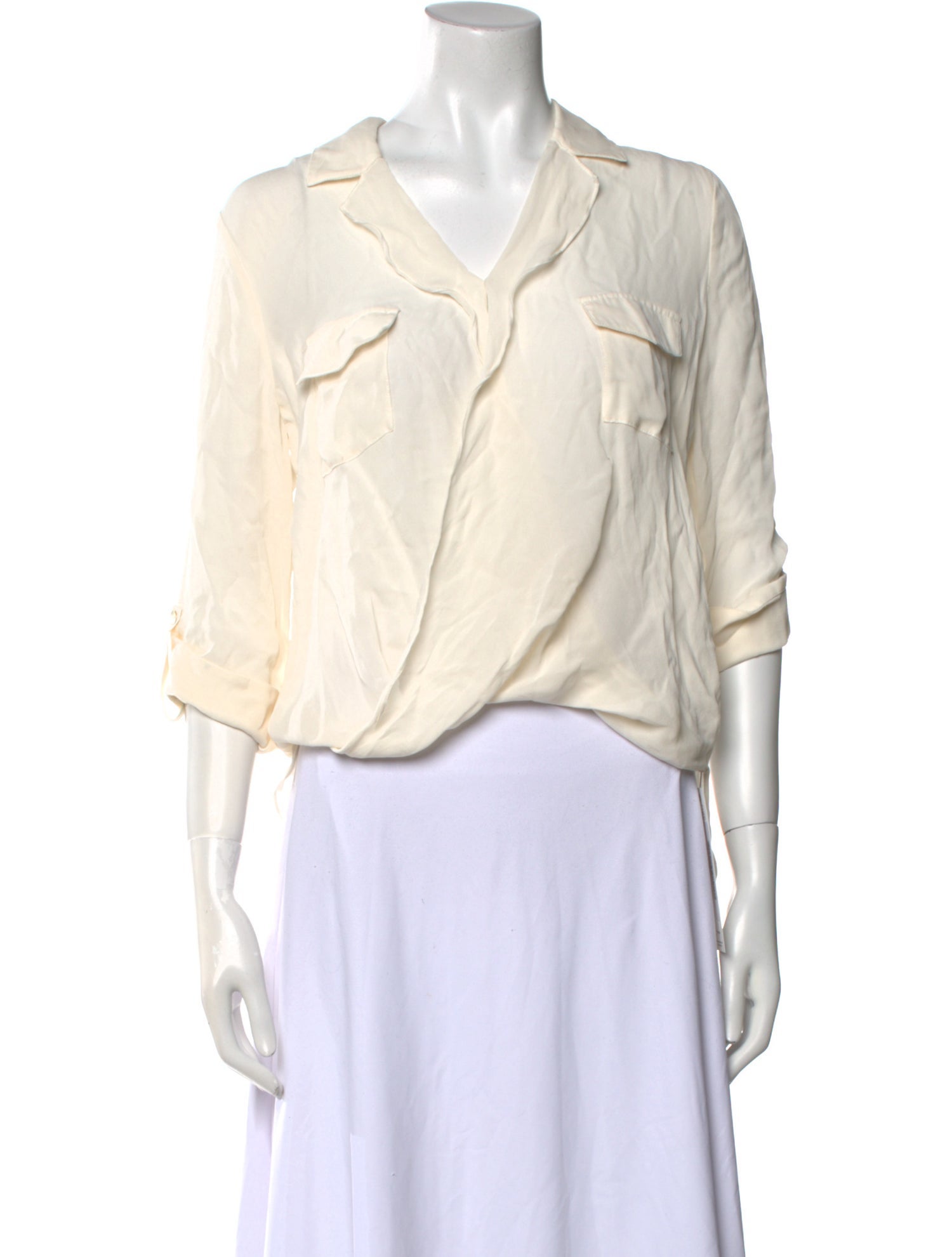 L'Agence Silk Three-Quarter Sleeve Blouse