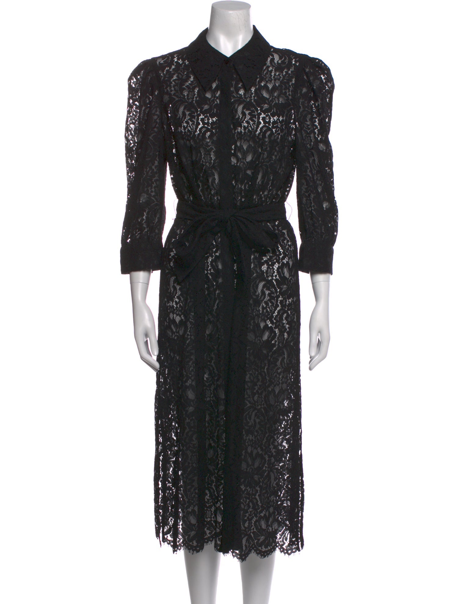 L'Agence Lace Pattern Midi Length Dress
