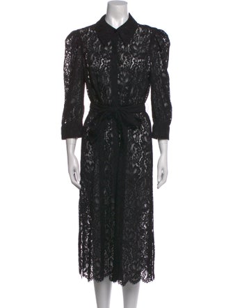 L'Agence Lace Pattern Midi Length Dress