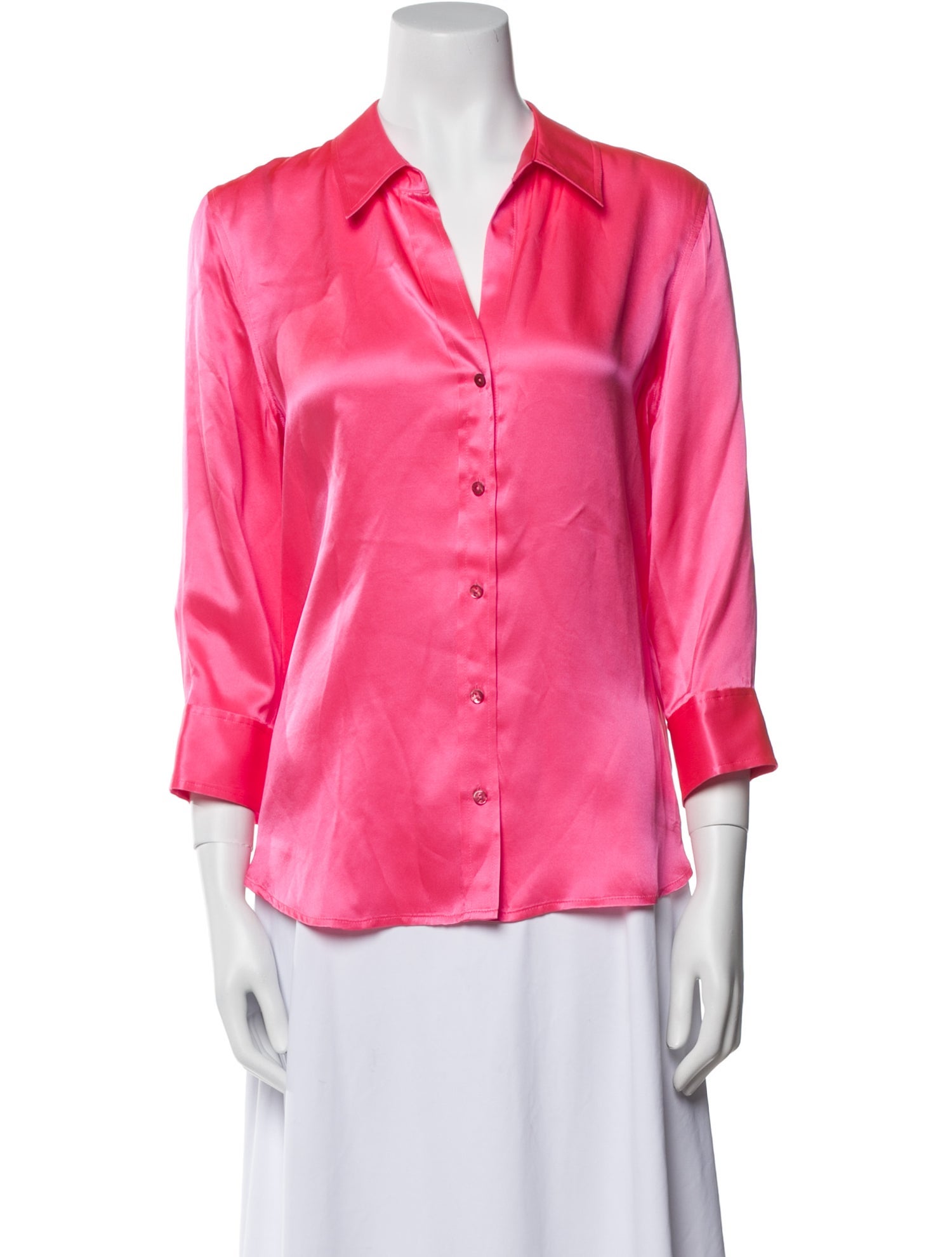 L'Agence Silk Three-Quarter Sleeve Button-Up Top w/ Tags