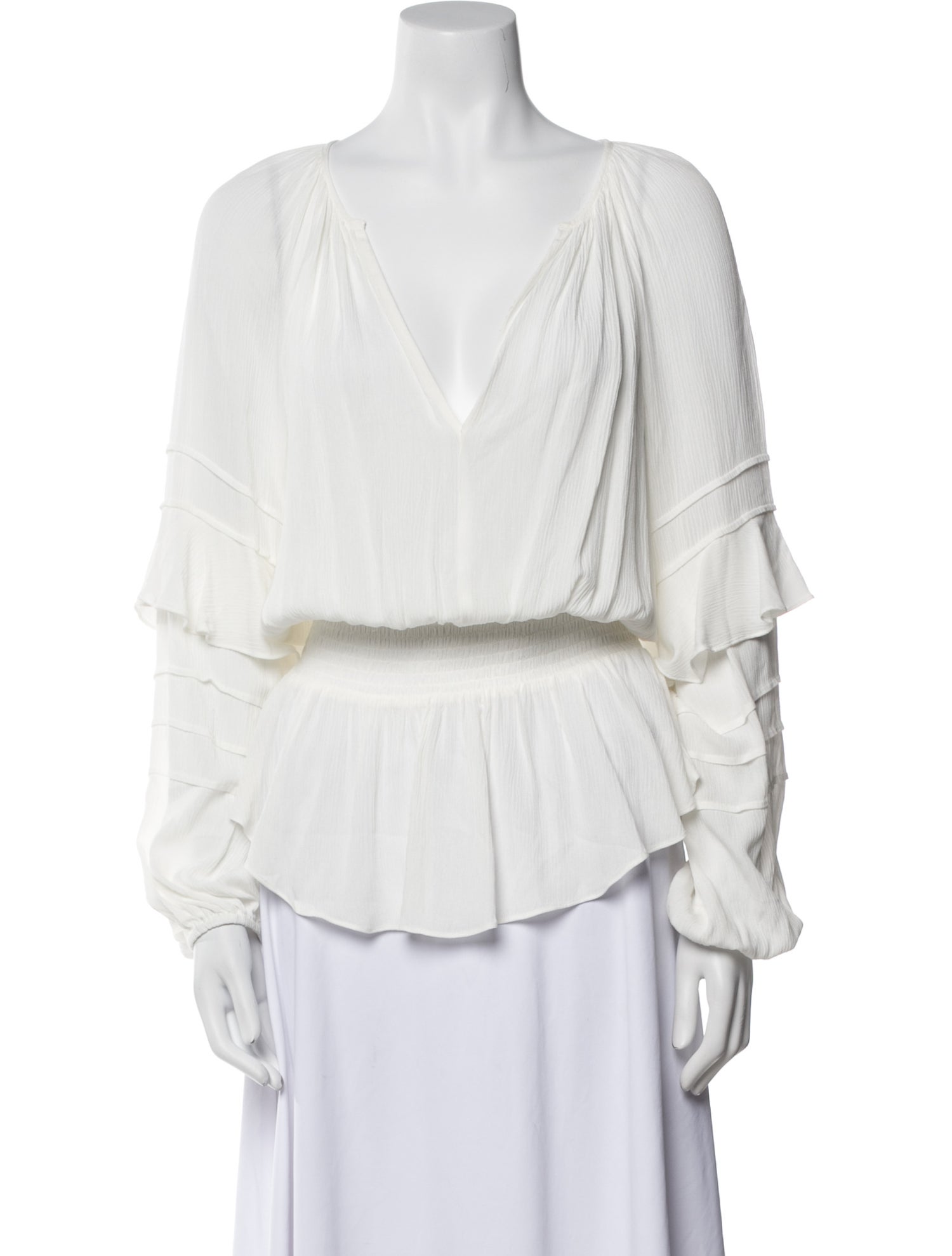 L'Agence V-Neck Long Sleeve Blouse