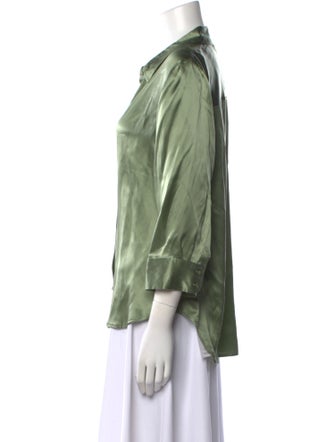 L'Agence Silk Three-Quarter Sleeve Button-Up Top