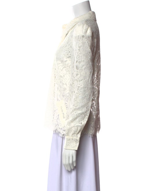 L'Agence Lace Pattern Long Sleeve Button-Up Top