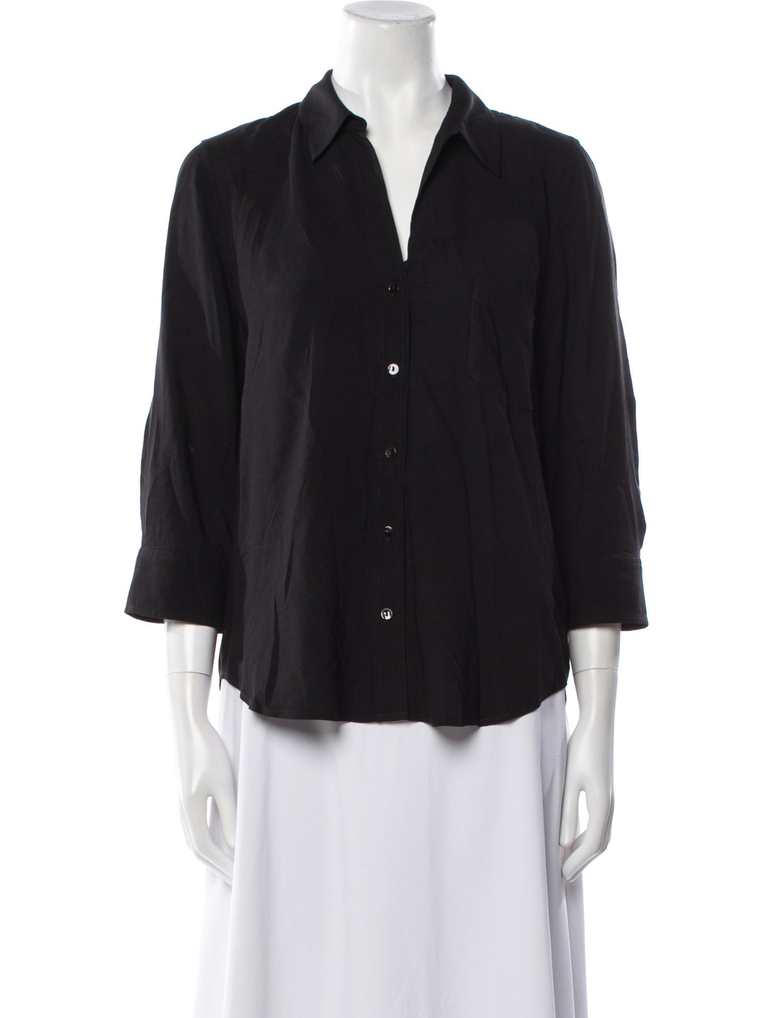 L'Agence Three-Quarter Sleeve Button-Up Top