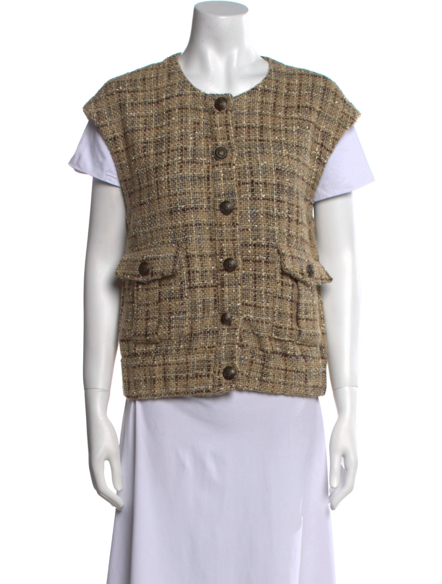 L'Agence Tweed Pattern Crew Neck Top w/ Tags