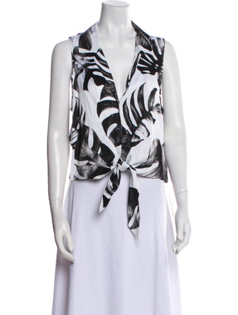 L'Agence Printed Sleeveless Crop Top