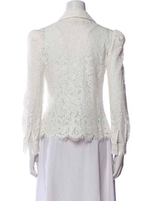 L'Agence Nylon Lace Pattern Button-Up Top