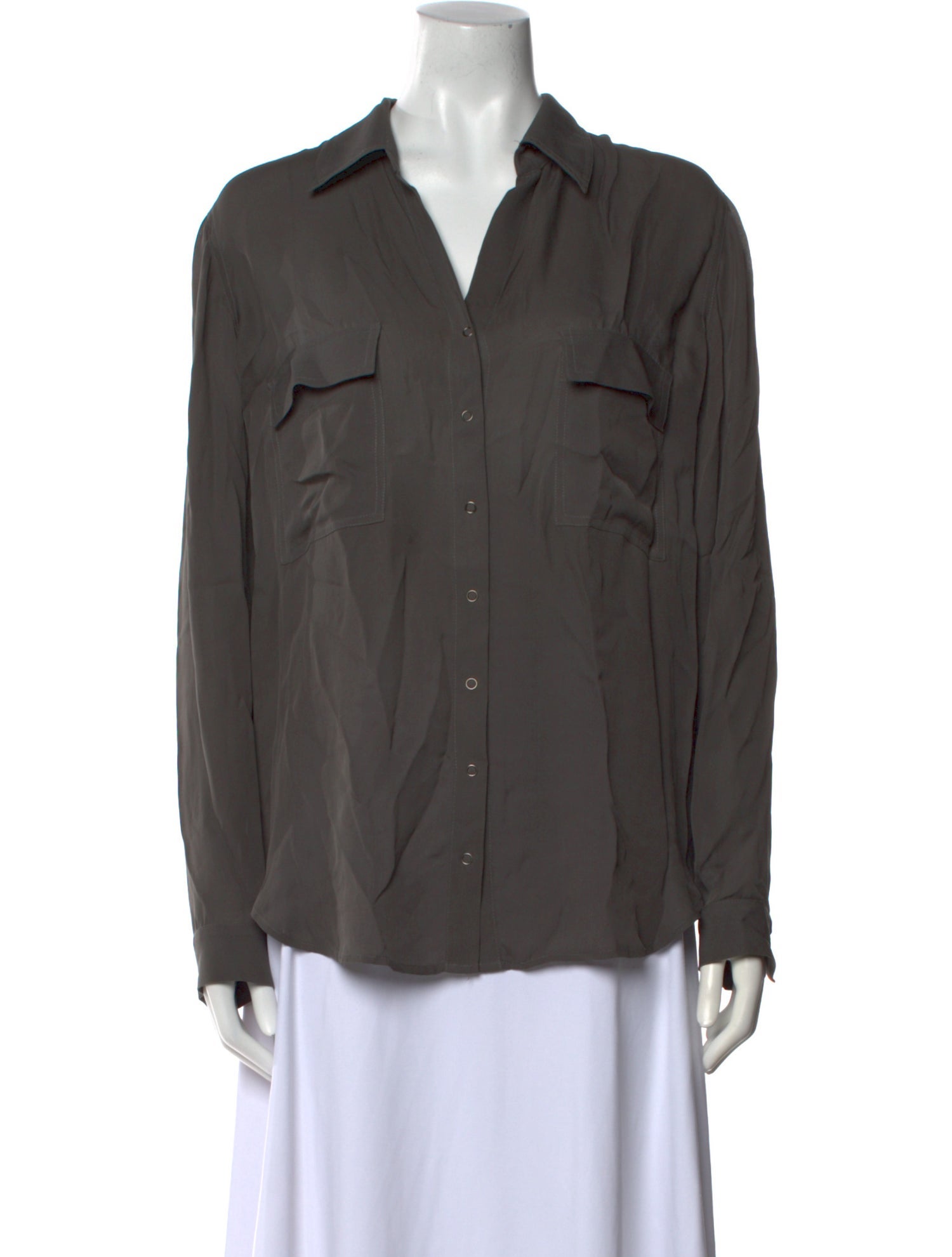L'Agence Silk Long Sleeve Button-Up Top