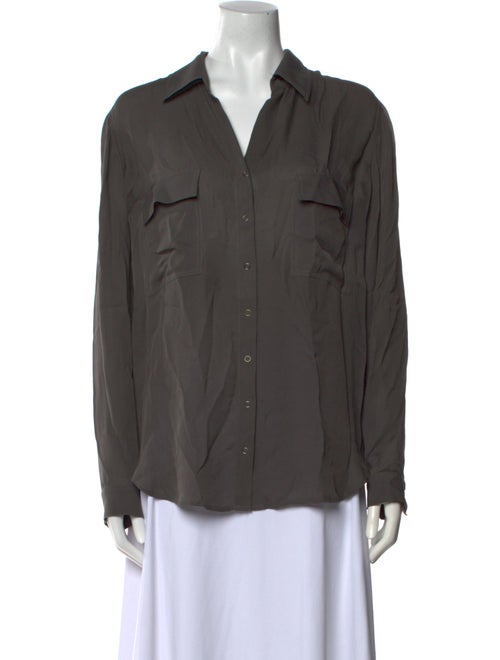 L'Agence Silk Long Sleeve Button-Up Top