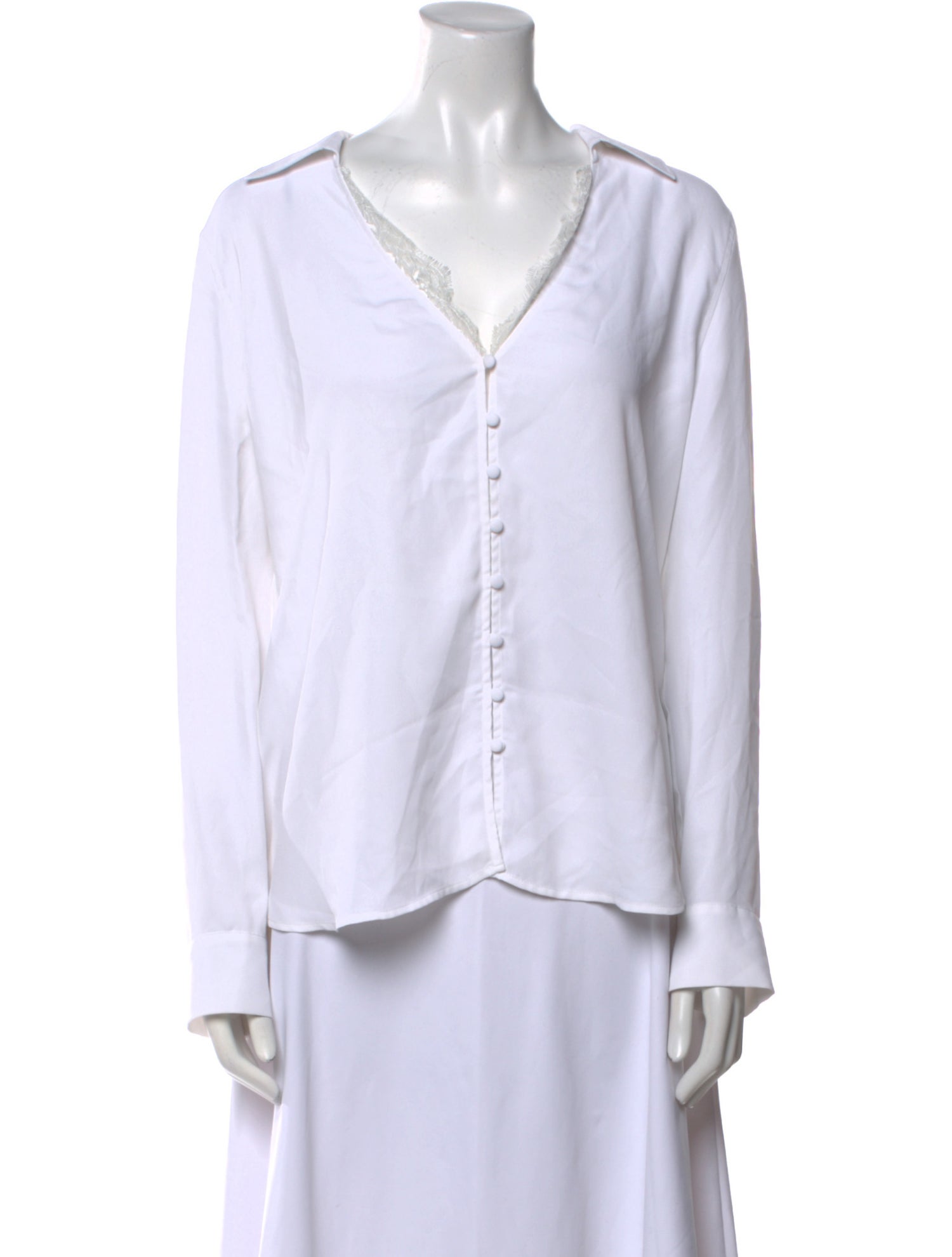 L'Agence V-Neck Long Sleeve Button-Up Top