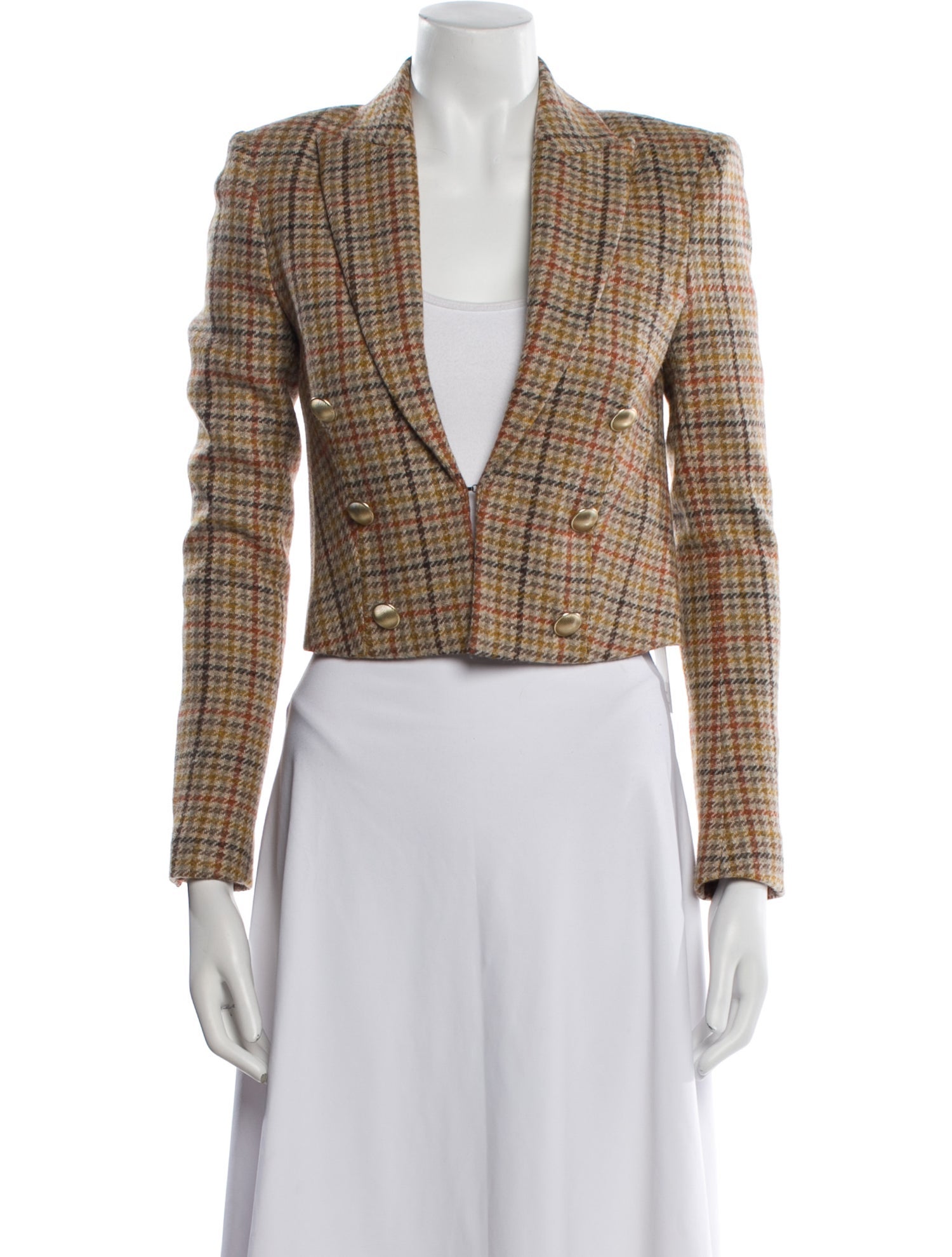 L'Agence Wool Plaid Print Blazer