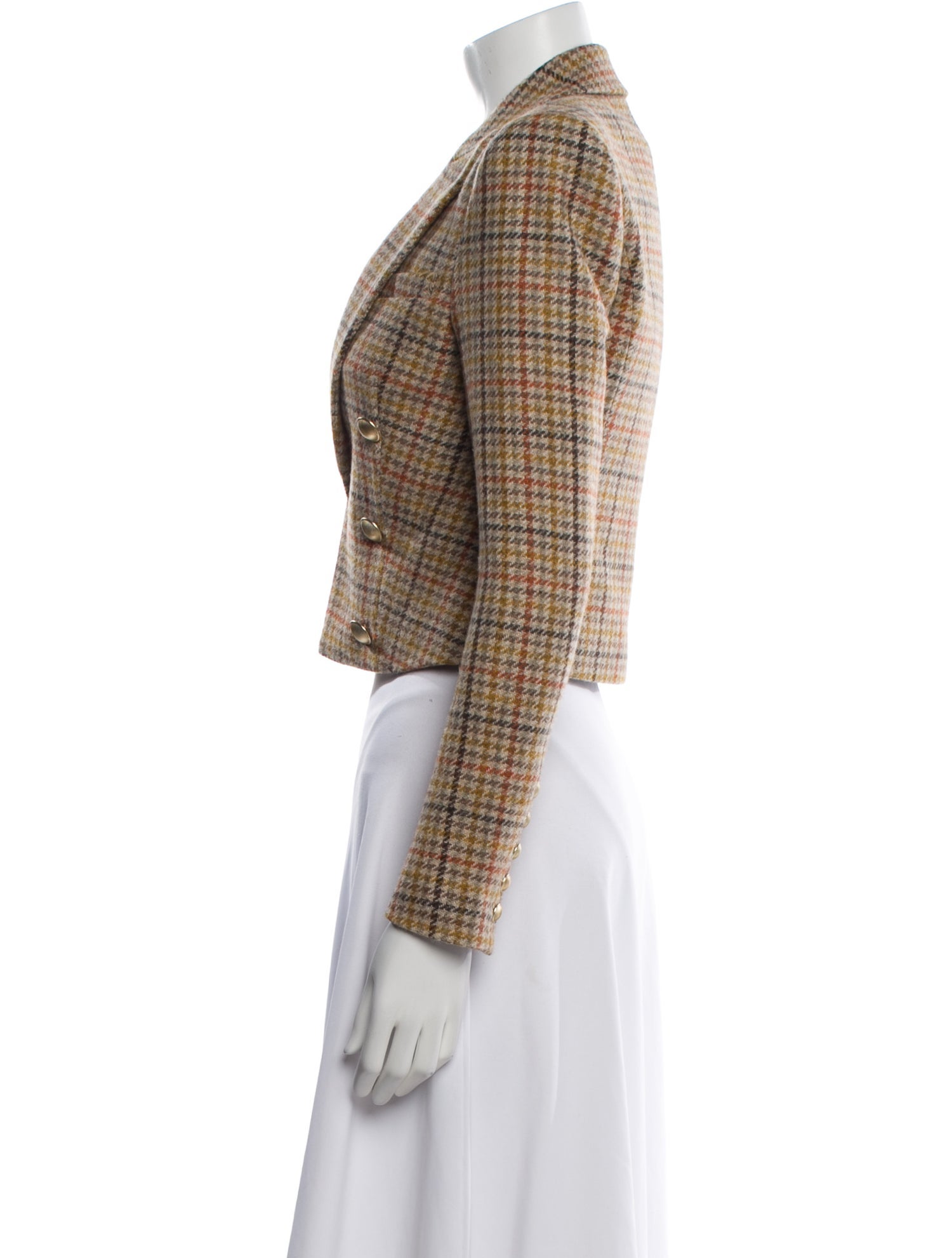 L'Agence Wool Plaid Print Blazer