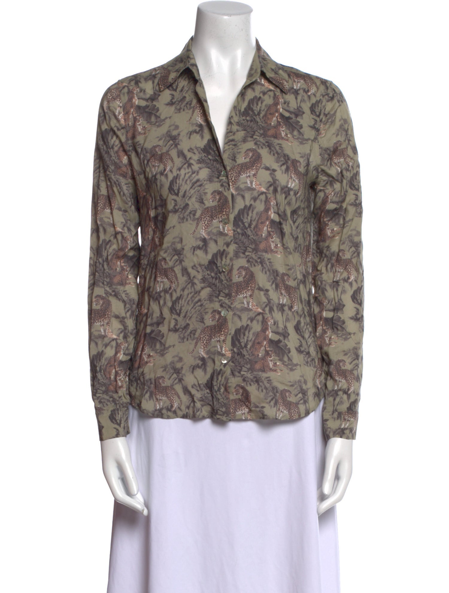 L'Agence Printed Long Sleeve Button-Up Top