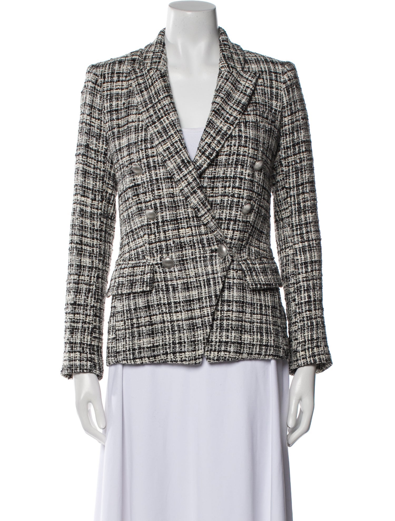 L'Agence Tweed Plaid Print Blazer