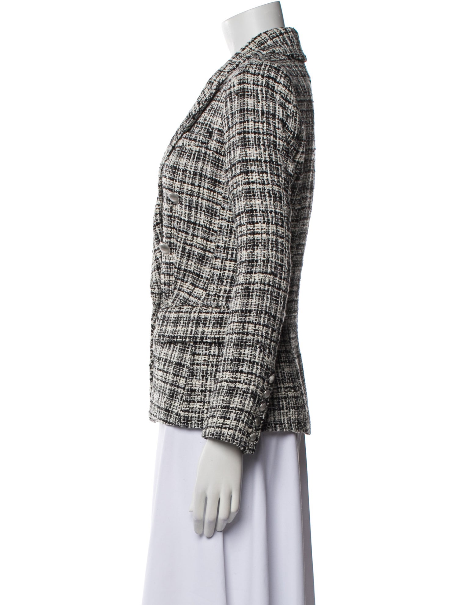 L'Agence Tweed Plaid Print Blazer