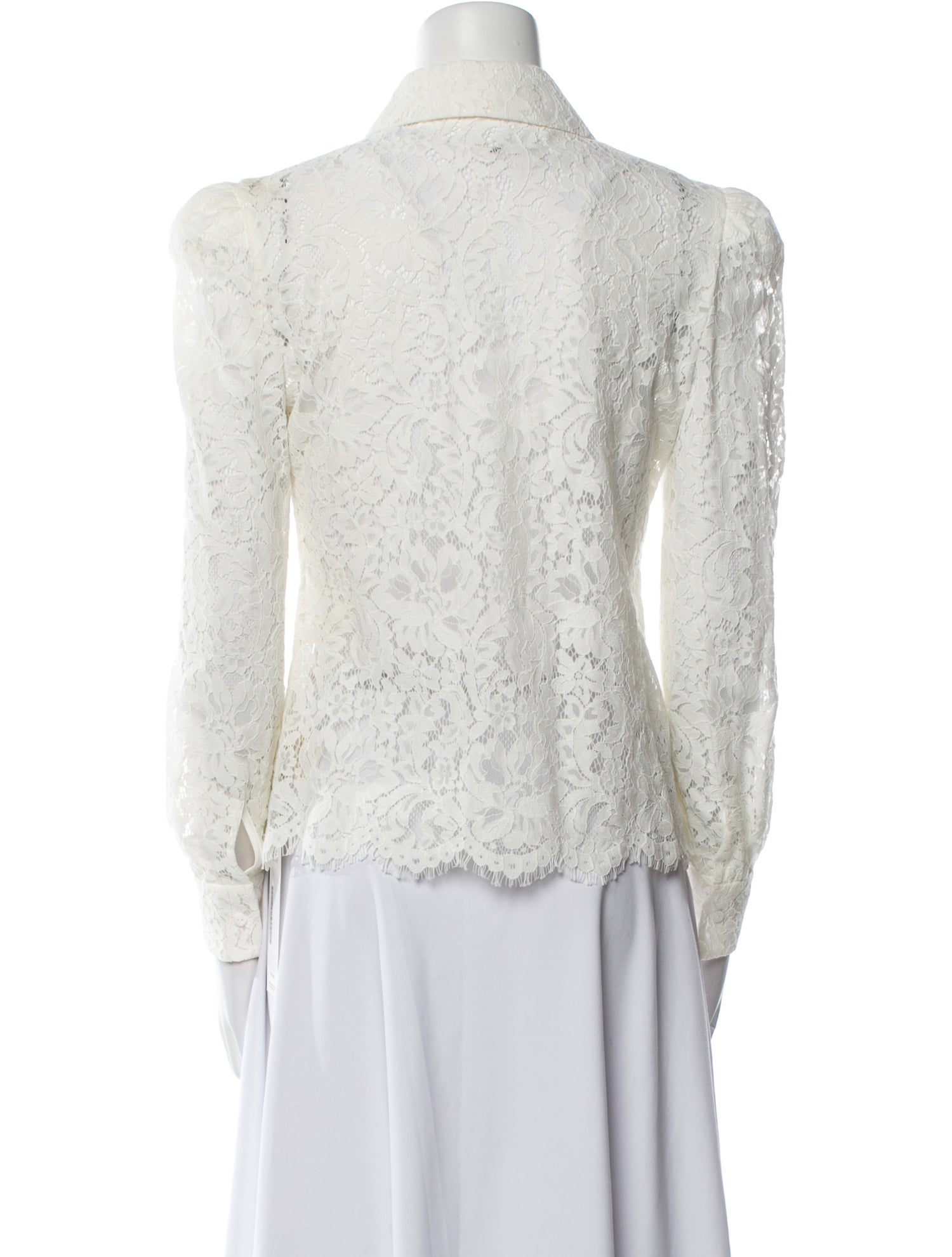 L'Agence Nylon Lace Pattern Button-Up Top