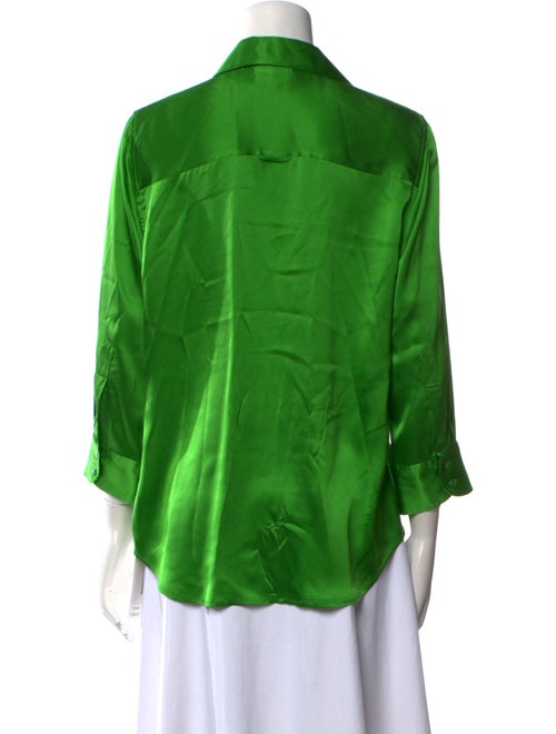 L'Agence Silk Three-Quarter Sleeve Button-Up Top