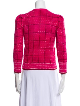 L'Agence Plaid Print V-Neck Sweater