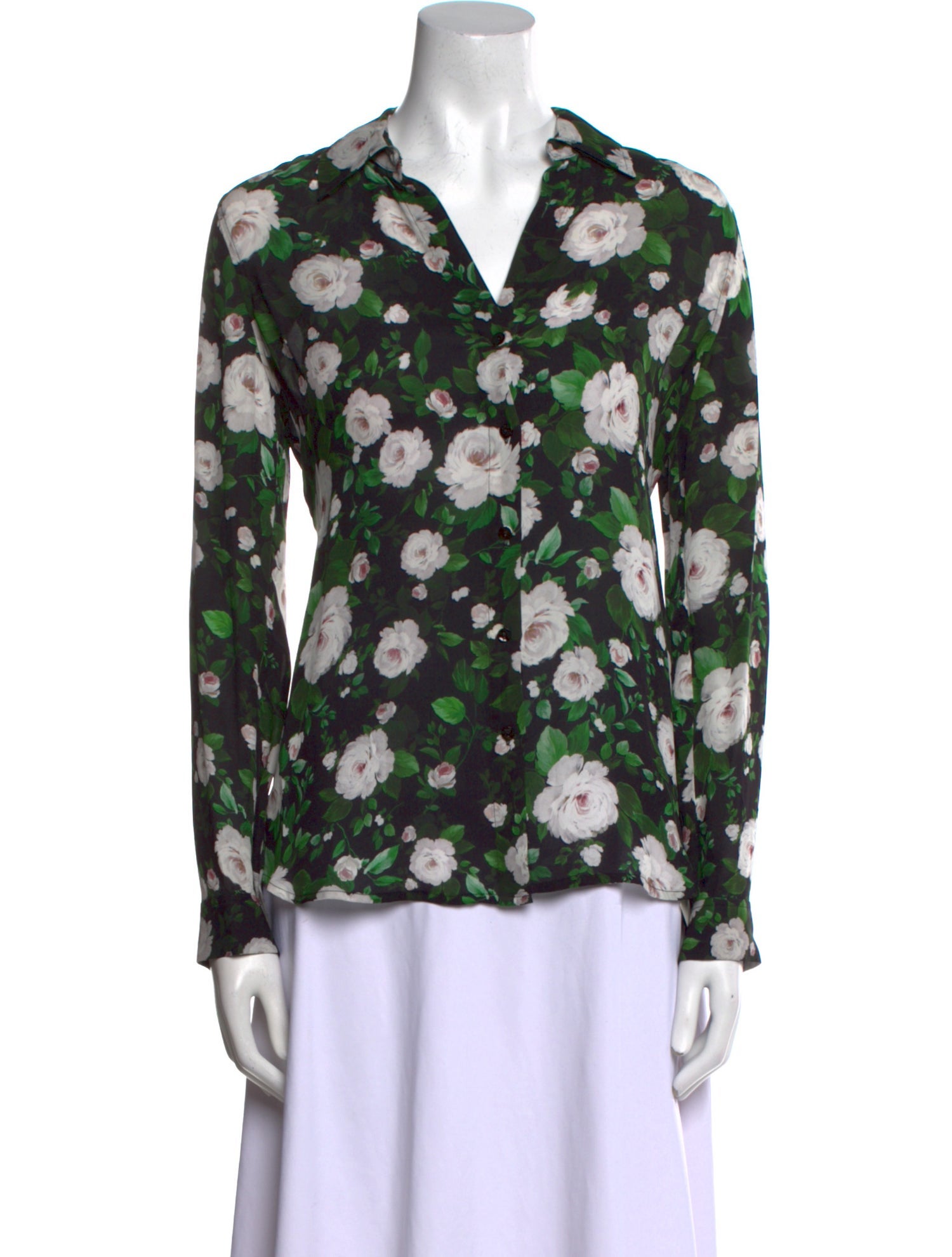 L'Agence Floral Print V-Neck Blouse