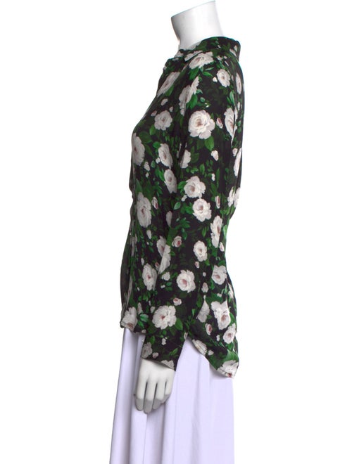 L'Agence Floral Print V-Neck Blouse