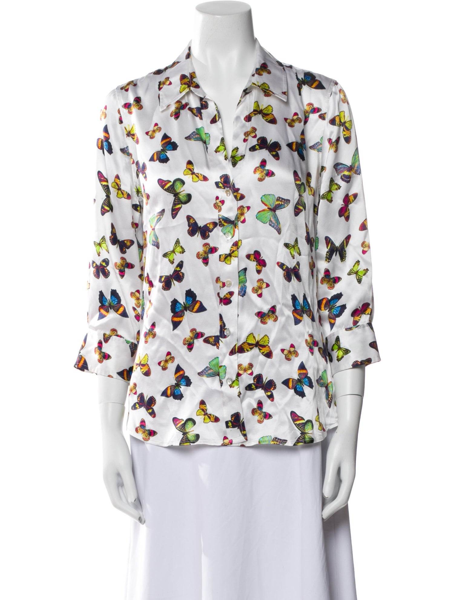 L'Agence Silk Printed Button-Up Top