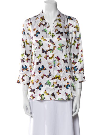 L'Agence Silk Printed Button-Up Top