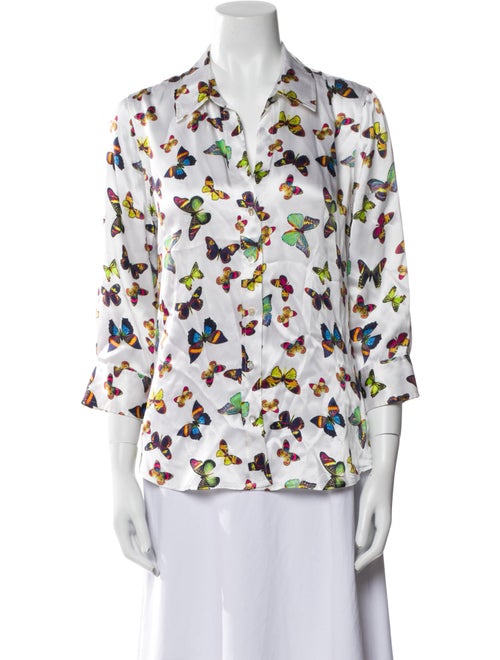 L'Agence Silk Printed Button-Up Top