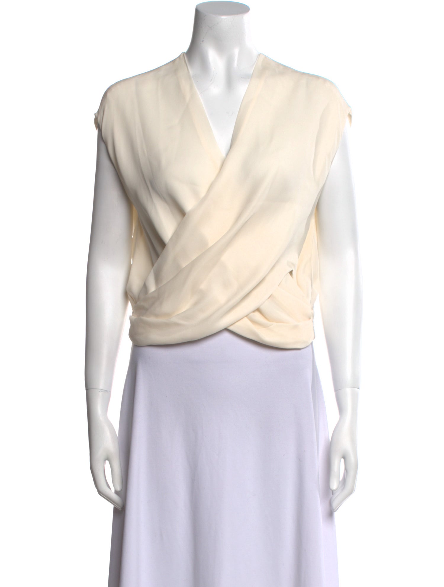 L'Agence Silk V-Neck Crop Top