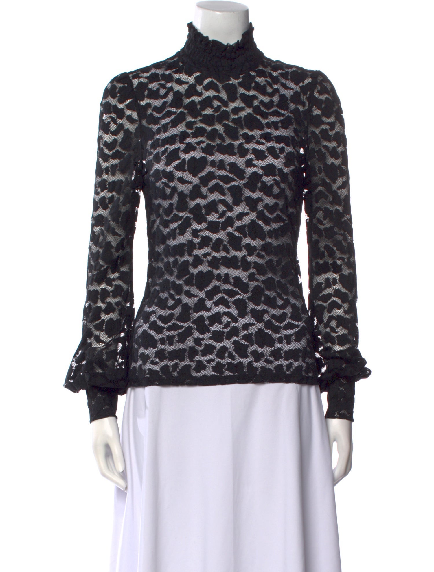 L'Agence Nylon Lace Pattern Top