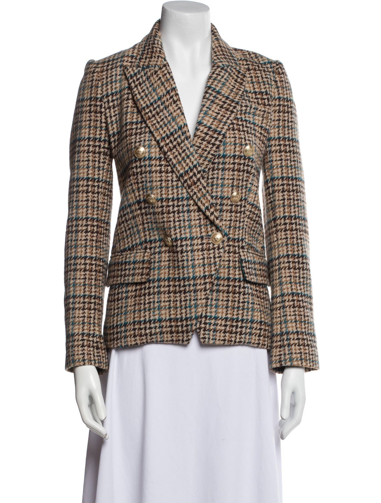 L'Agence Tweed Plaid Print Blazer