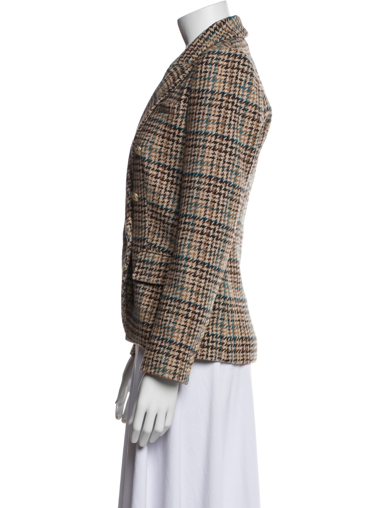 L'Agence Tweed Plaid Print Blazer