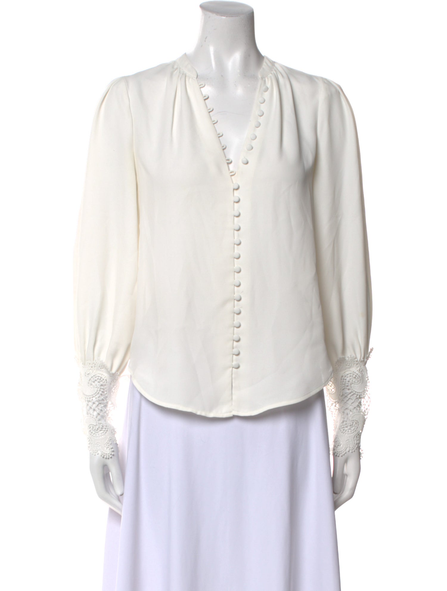 L'Agence V-Neck Long Sleeve Button-Up Top