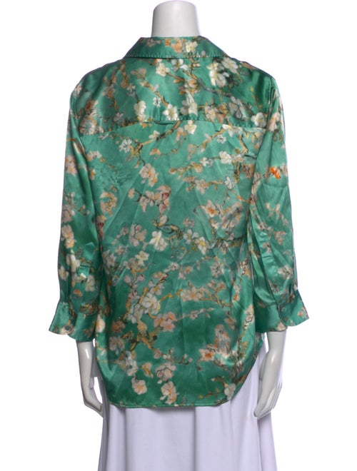 L'Agence Silk Floral Print Button-Up Top